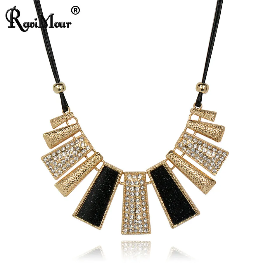 RAVIMOUR Collier Femme Fashion Necklaces & Pendants PU Leather Rope Resin Statement Choker for Women Mujer Accessories Jewelry