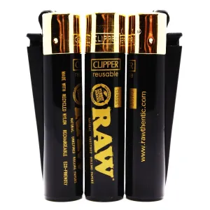 RAW Clipper Lighter - Special Edition Black with Gold Top