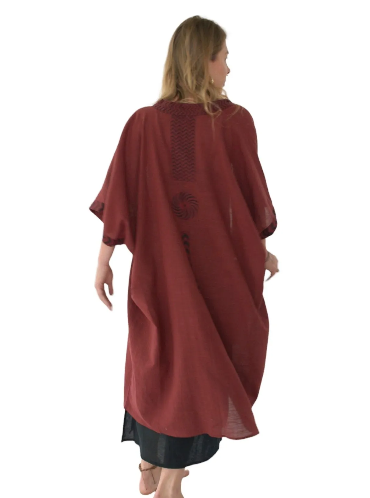 Raw Cotton Maroon Kimono