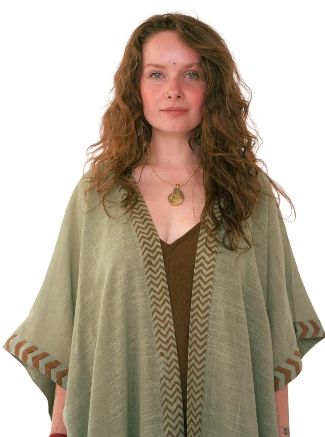 Raw Cotton Sage Green Kimono