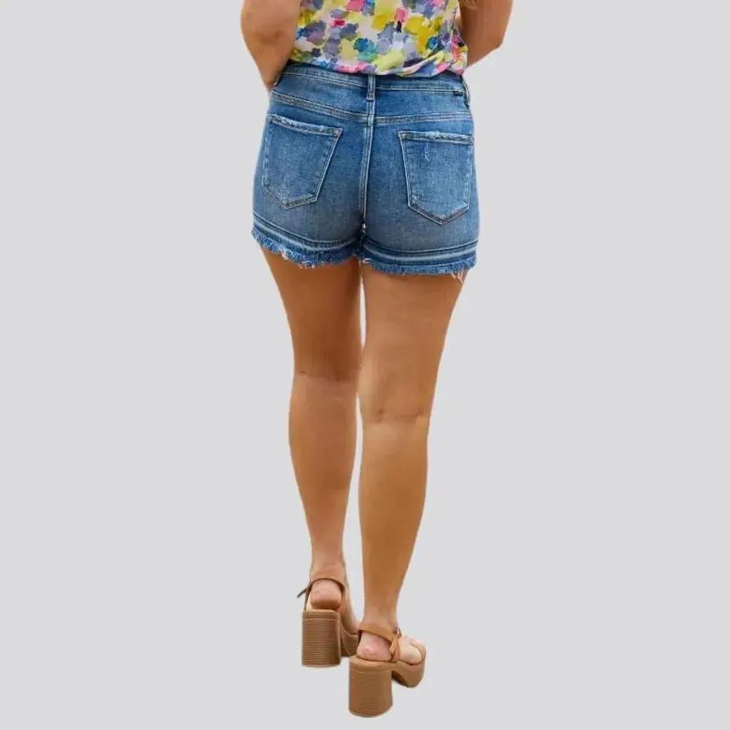 Raw-hem vintage denim shorts for women