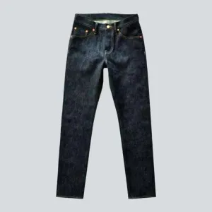 Raw tapered men's self-edge jeans