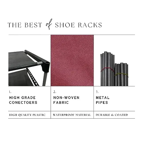 Raxon World 9 Tiers Shoe Rack with Dustproof Cover Closet Shoe Storage Cabinet Organizer,Maroon