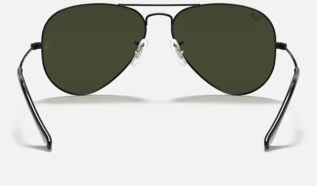 RAY-BAN Aviator Classic Sunglasses - Black - Crystal Green Lens