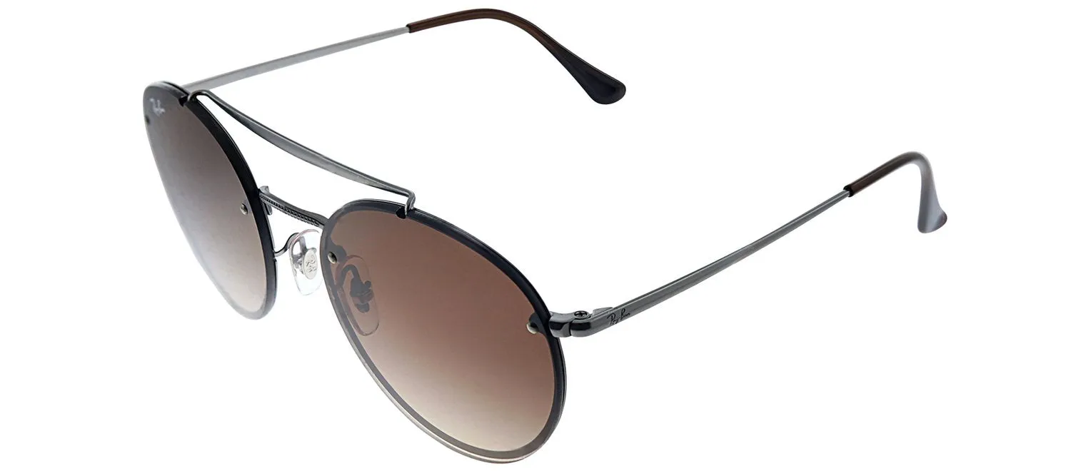 Ray-Ban Blaze Double Bridge RB 3614N 914413 Oval Metal Gunmetal Sunglasses with Brown Gradient Lens