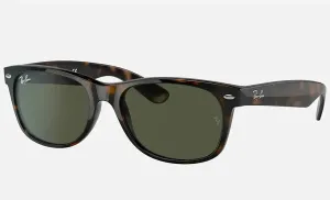 RAY-BAN New Wayfarer Classic Sunglasses - Tortoise - Crystal Green Lens