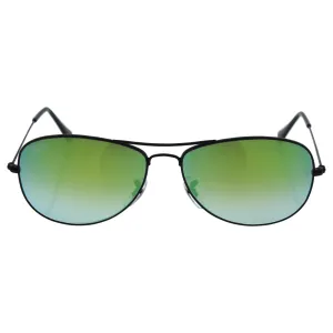 Ray-Ban RB3362 Cockpit Aviator Sunglasses, Shiny Black/Green Gradient Flash, 59 mm