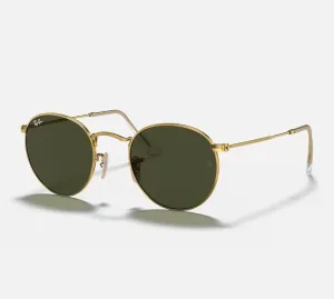 RAY-BAN Round Metal Sunglasses - Gold - Crystal Green Lens