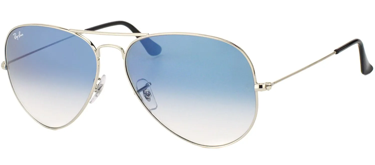 Ray Ban Silver Sunglasses with Blue Gradient Lenses-RB_3025_003/3F_55mm