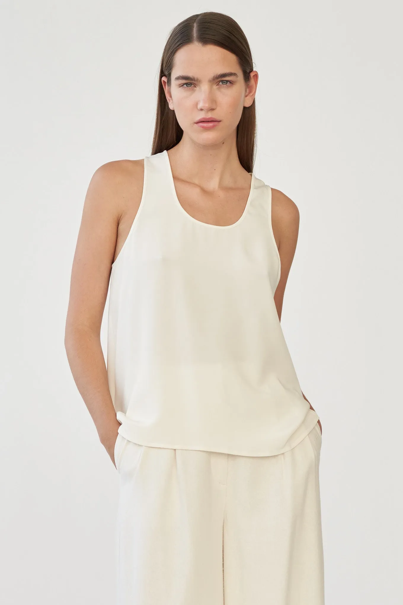 RAY TOP - IVORY - SILK/SPANDEX