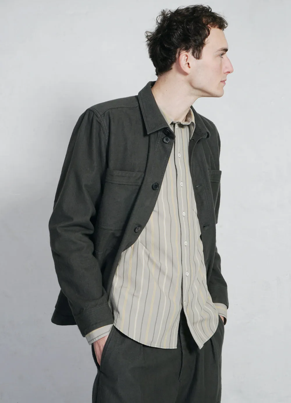 RAYMOND | Relaxed Classic Shirt | Khaki Stripes