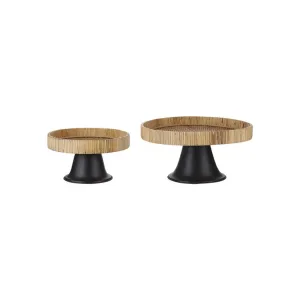 Raz Imports Bungalow 14-inch Woven Pedestal with Metal Base, Set of 2