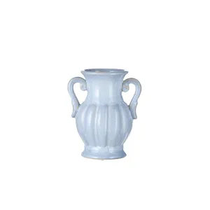 Raz Imports Graceful Living Reactive Glaze Fluted Handled Vase