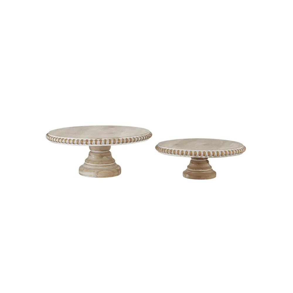 Raz Imports Limoncello 12.5-inch Beaded Edge Pedestal, Set of 2