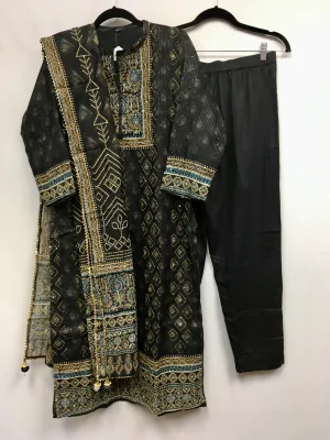 RBD051- Black chanderi suit with dupatta.