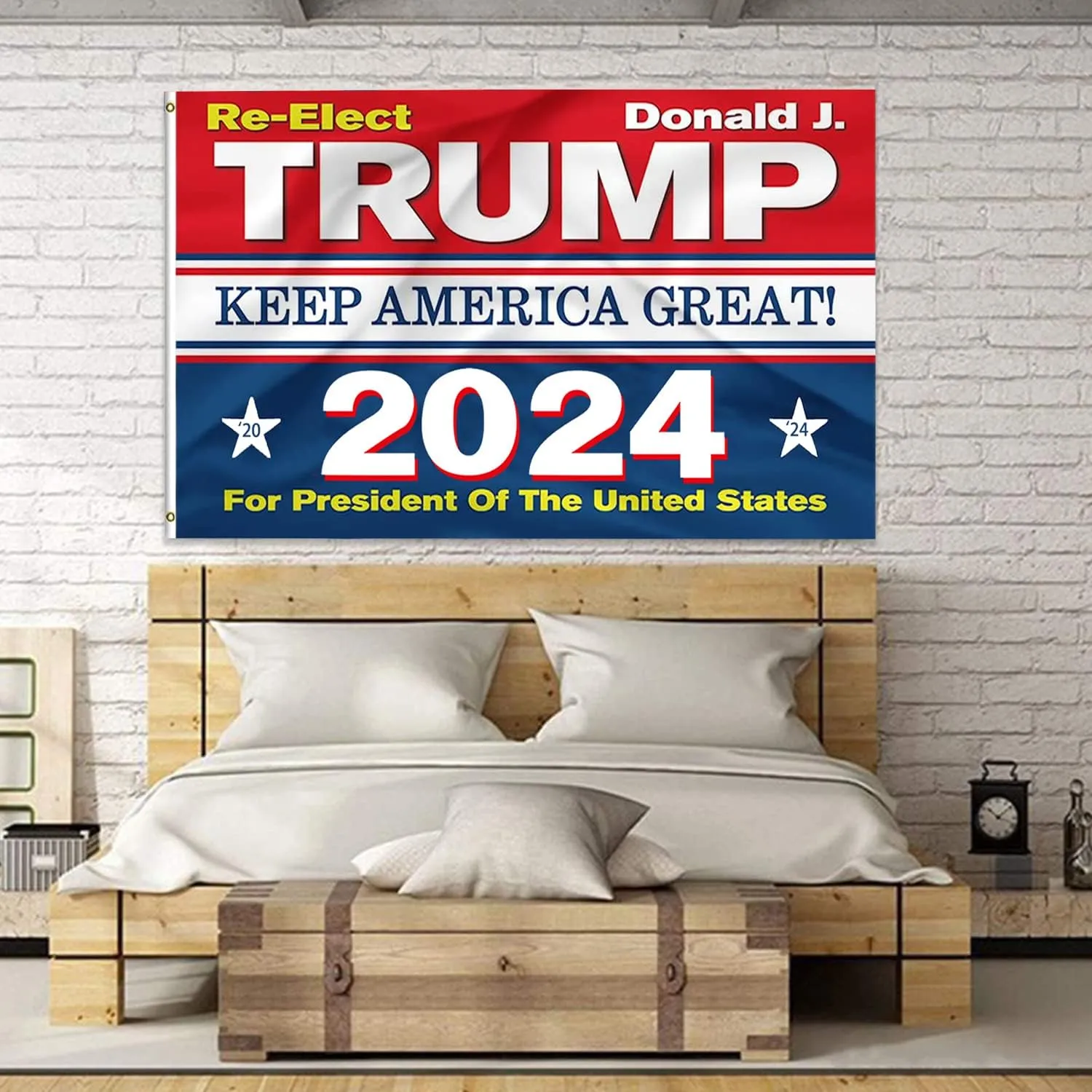 Re-Elect Donald J Trump Keep America Great 2024 Flag: Red White and Blue