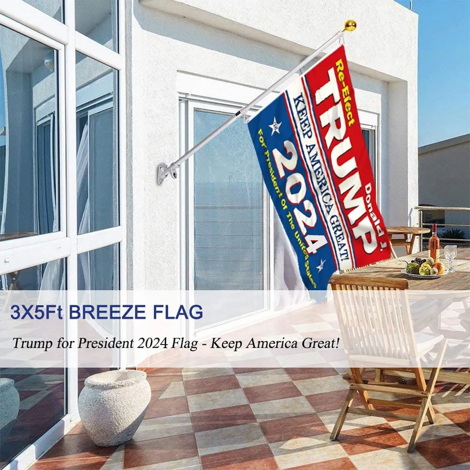 Re-Elect Donald J Trump Keep America Great 2024 Flag: Red White and Blue