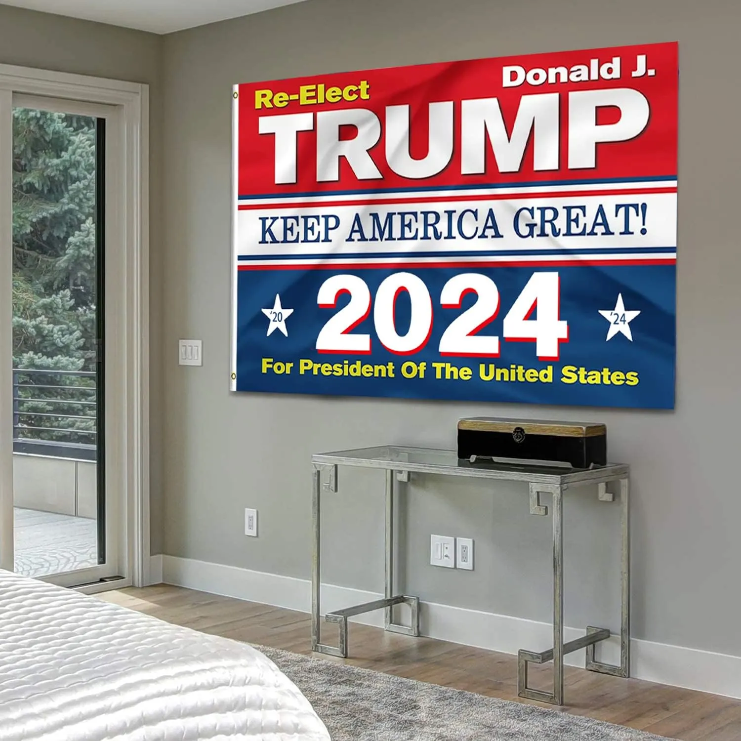 Re-Elect Donald J Trump Keep America Great 2024 Flag: Red White and Blue