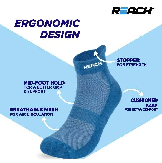 REACH Bamboo Ankle Socks for Men & Women | Breathable Mesh & Odour Free Socks | Sports & Gym Socks | Soft & Comfortable | Pack of 3 | White, Lavender & Sky Blue