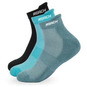 REACH Bamboo Fibre Ankle Length Socks For Men & Women | Breathable Mesh & Odour Free Socks | Sports & Gym Socks | Soft & Comfortable | Pack Of 3 | Aqua Blue, Sea Green & Black