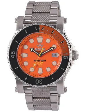 Reactor Polaris Mens Watch - Stainless Steel - Orange - Dual Illuminated Bezel