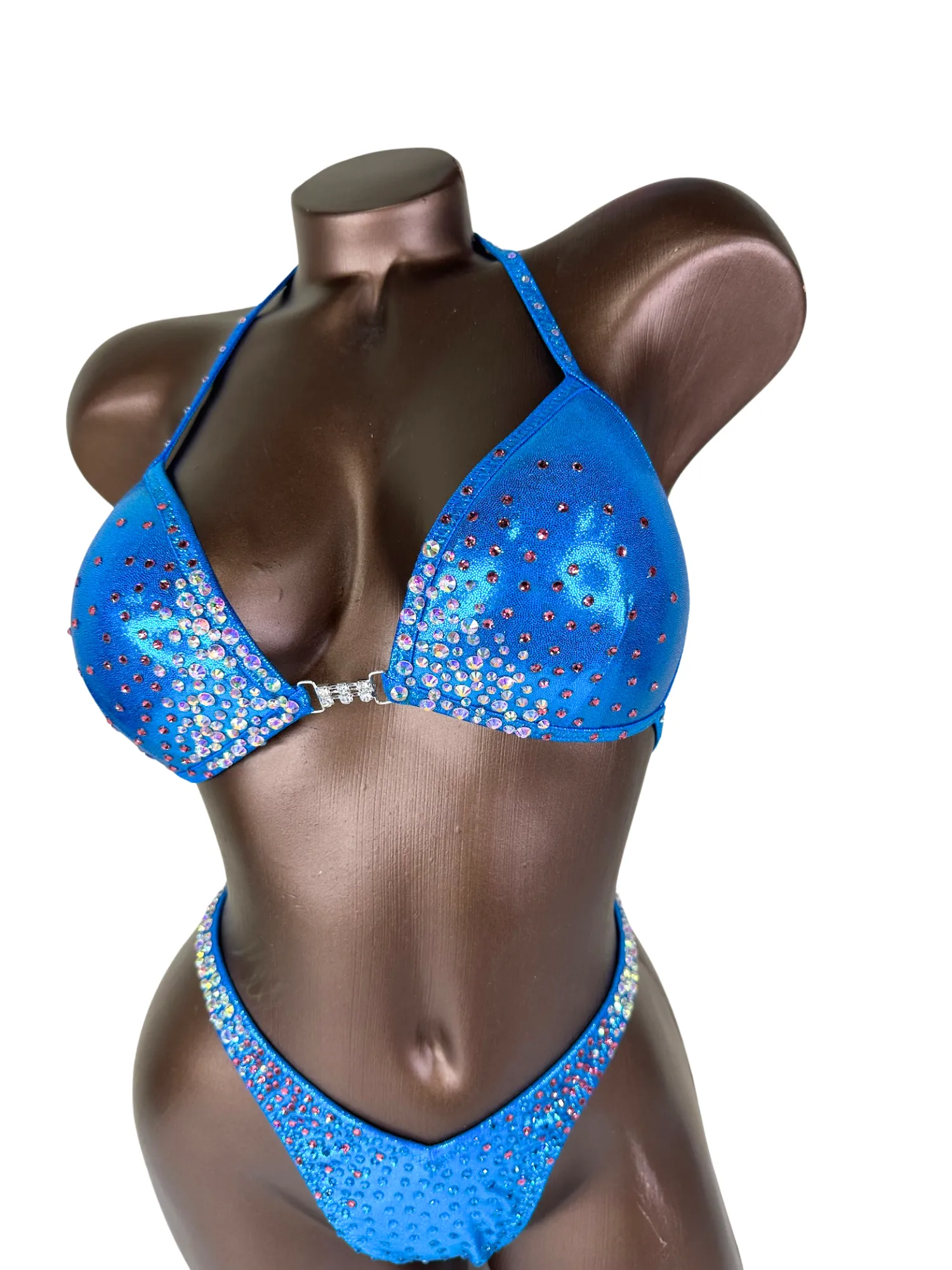 Ready Made Blue Rose Metallic Figure Competition Suit