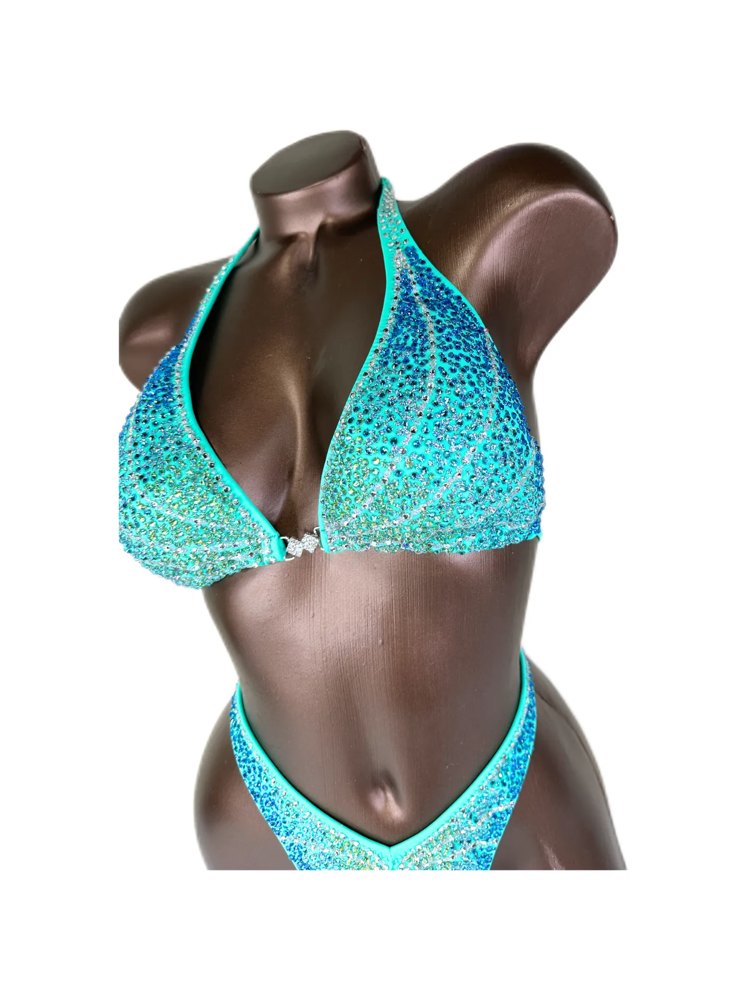 Ready Made Mint Green Ombre Figure Competition Suit