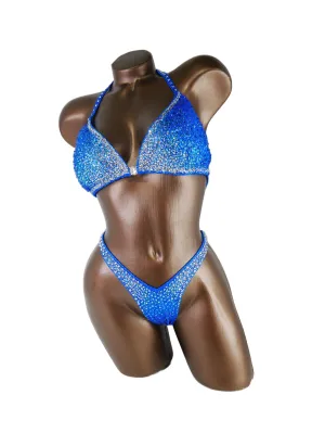 Ready Made Royal Blue Hologram Figure Competition Suit