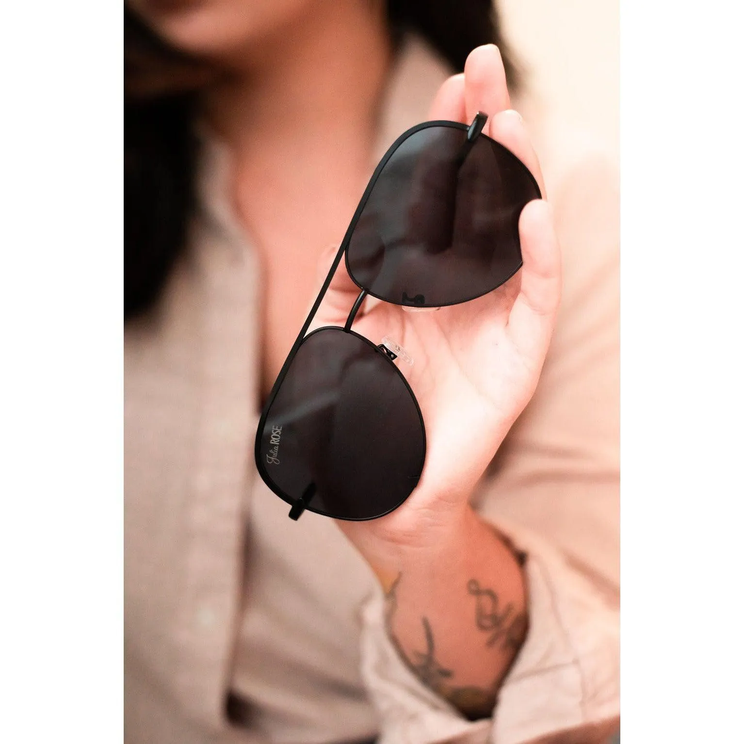 Ready to Ship | The Black/Black Kay - High Quality Unisex Aviator Sunglasses*