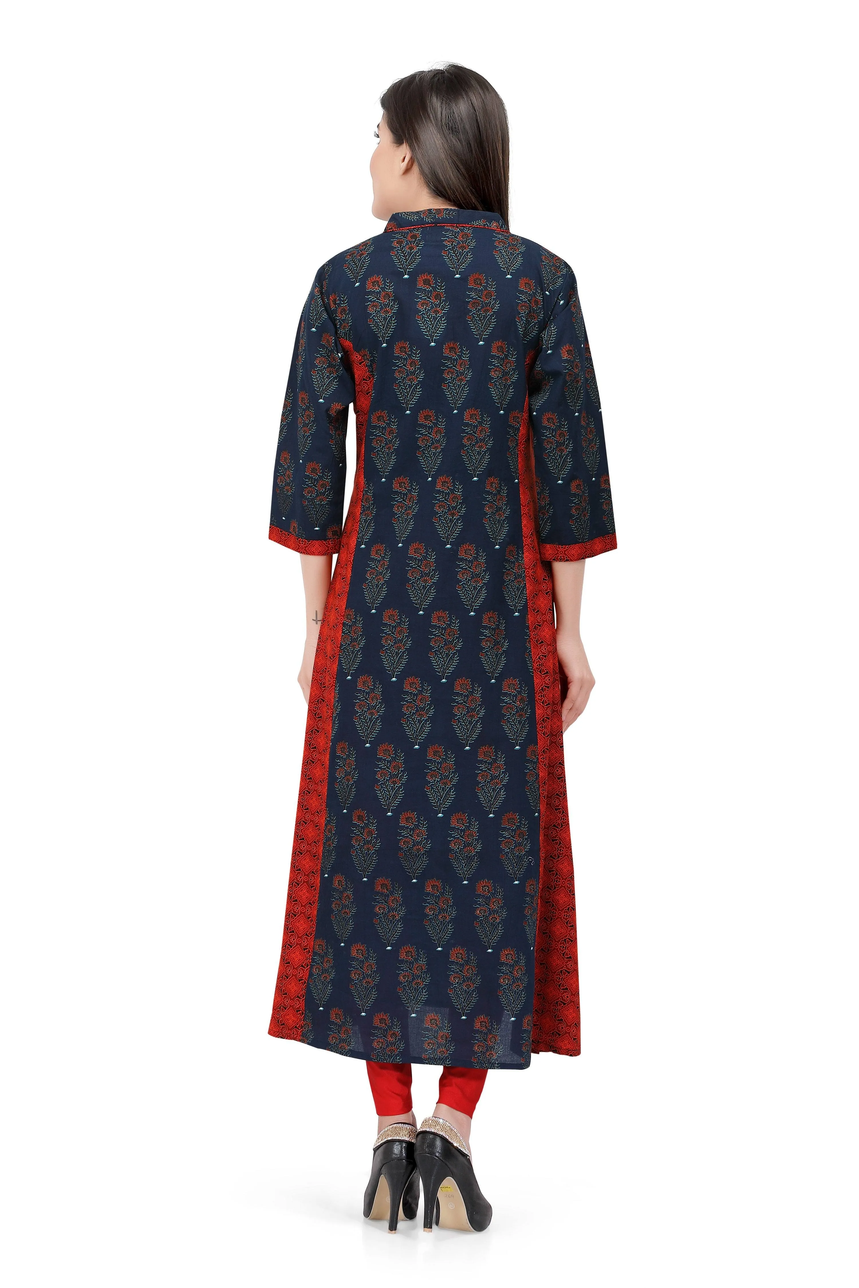 Readymade Sabhyata Blue and Red Cotton Kurti