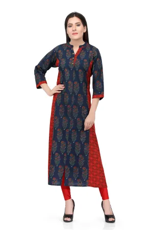 Readymade Sabhyata Blue and Red Cotton Kurti