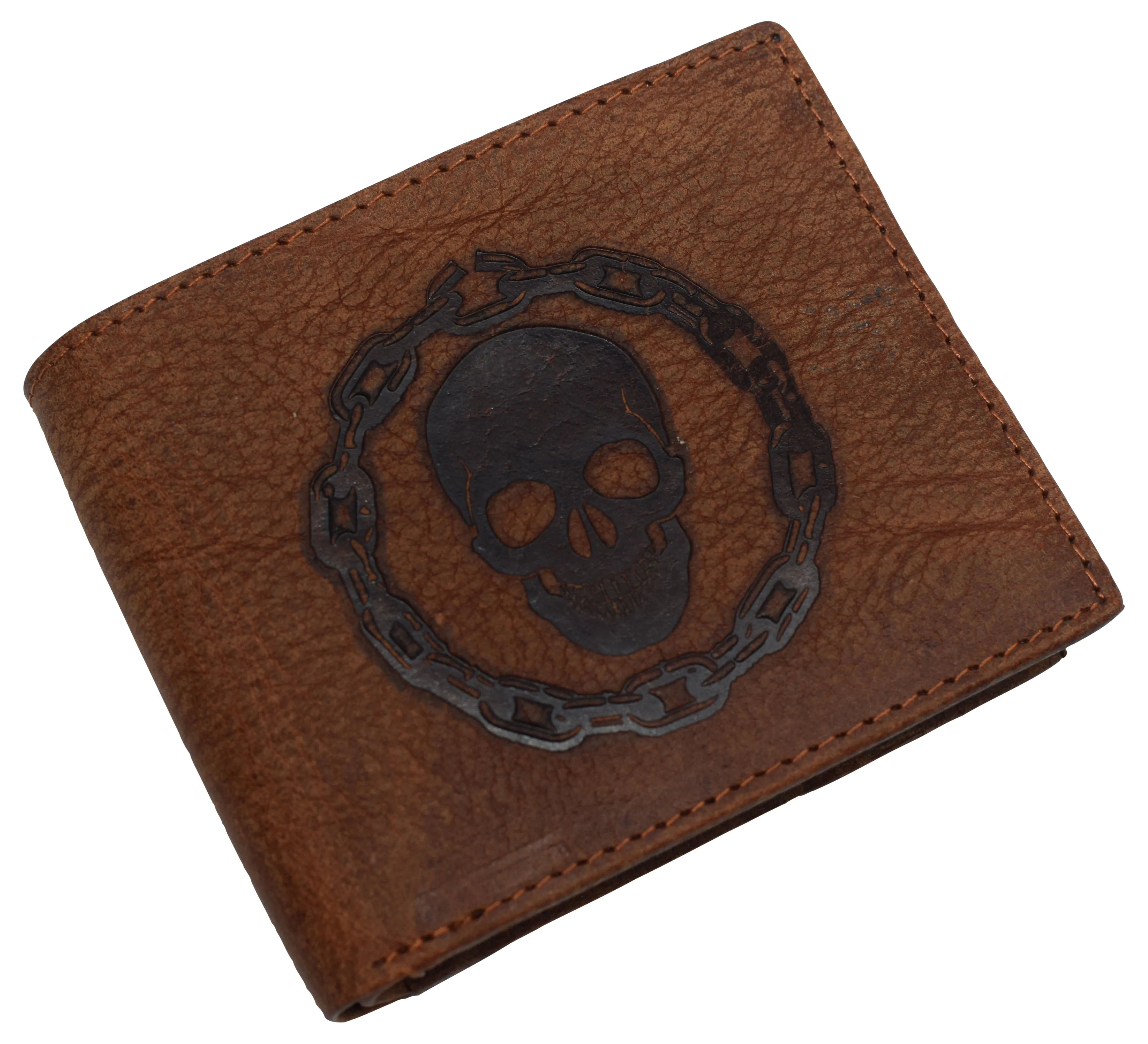 Real Genuine Leather RFID Blocking Wallets Mens Wallet Bifold Classic Engraved Logos