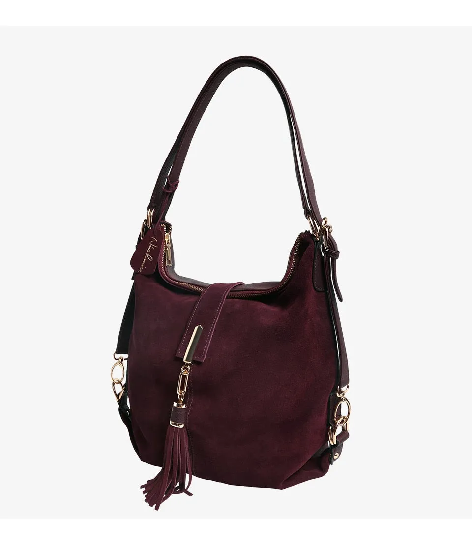 Real Split Suede Leather Shoulder Bag