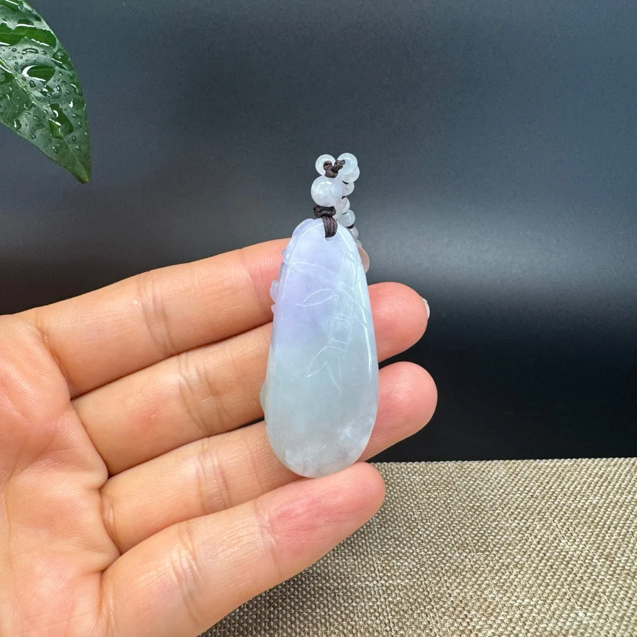 RealJade® Co.  Genuine Burmese Jadeite Jade Lavender Green Flower Pendant Necklace