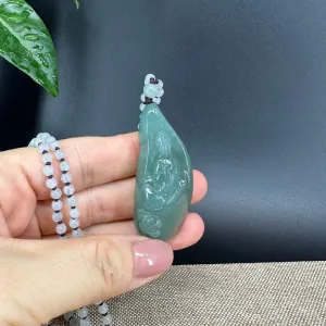 RealJade® Co.  Genuine Burmese Jadeite Jade Oil Green Guanyin Pendant Necklace