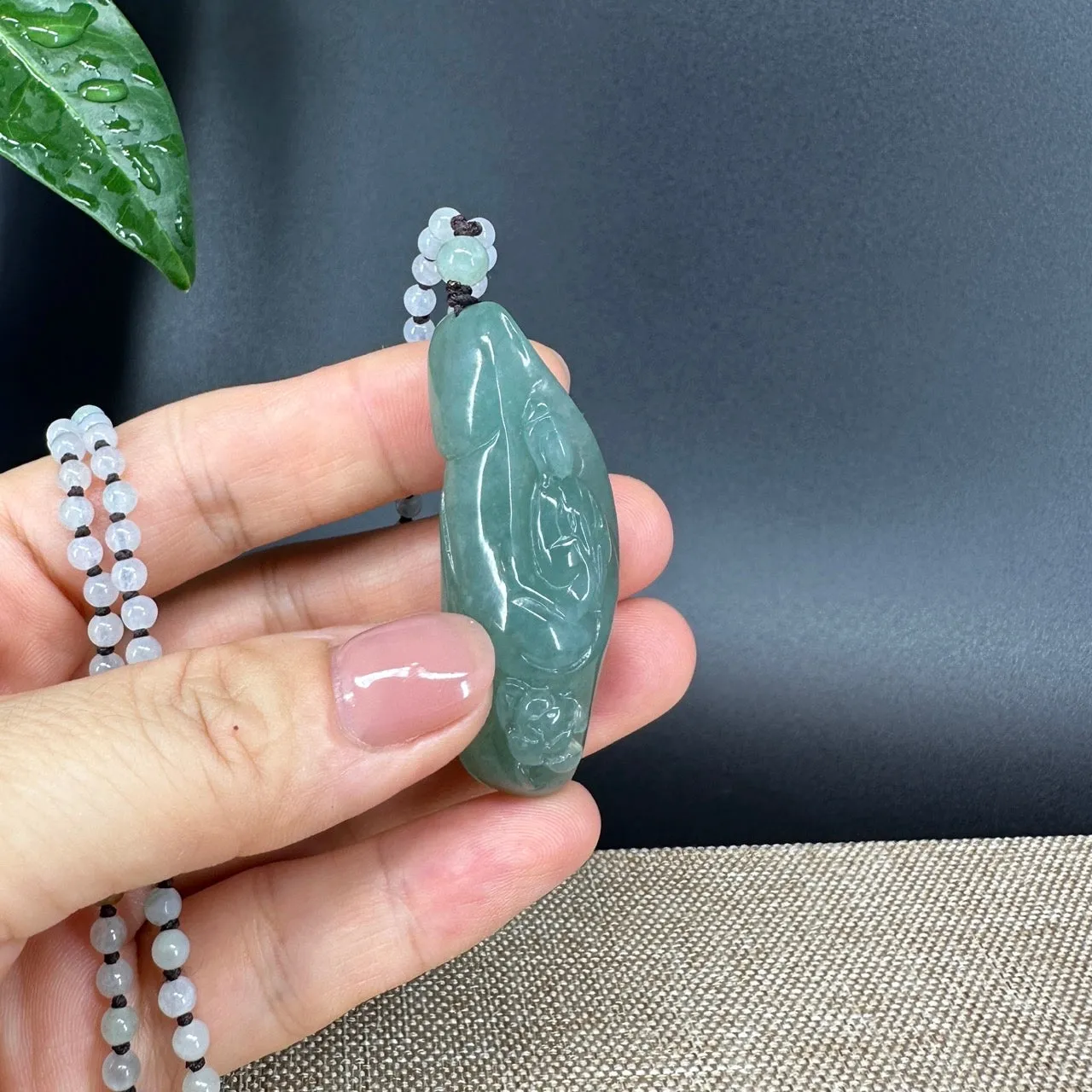 RealJade® Co.  Genuine Burmese Jadeite Jade Oil Green Guanyin Pendant Necklace