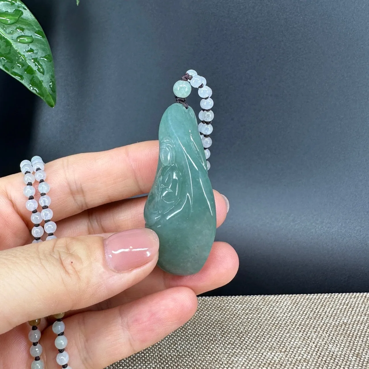 RealJade® Co.  Genuine Burmese Jadeite Jade Oil Green Guanyin Pendant Necklace