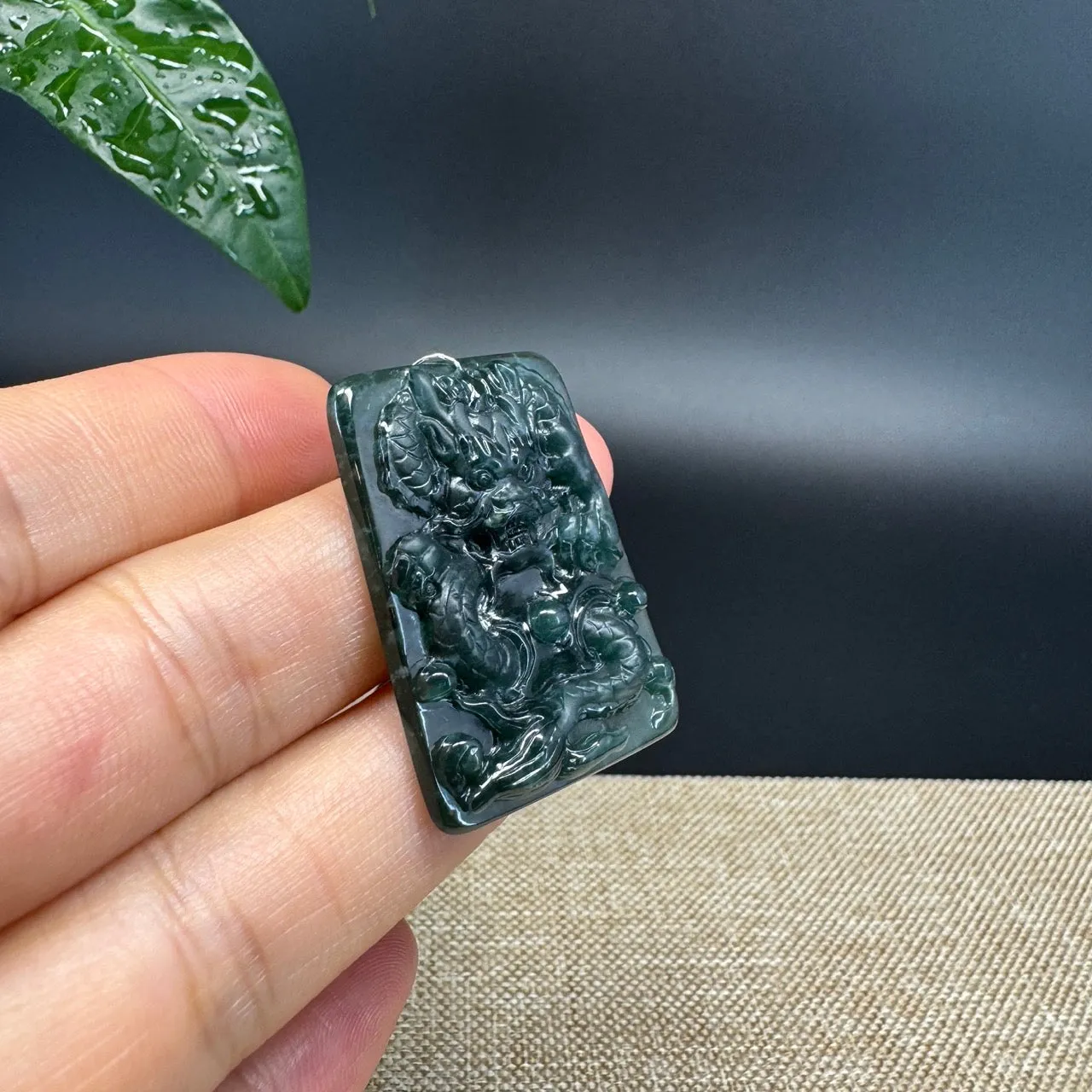 RealJade® Co. High Natural Guatemalan Blue Jadeite Jade Dragon Pendant