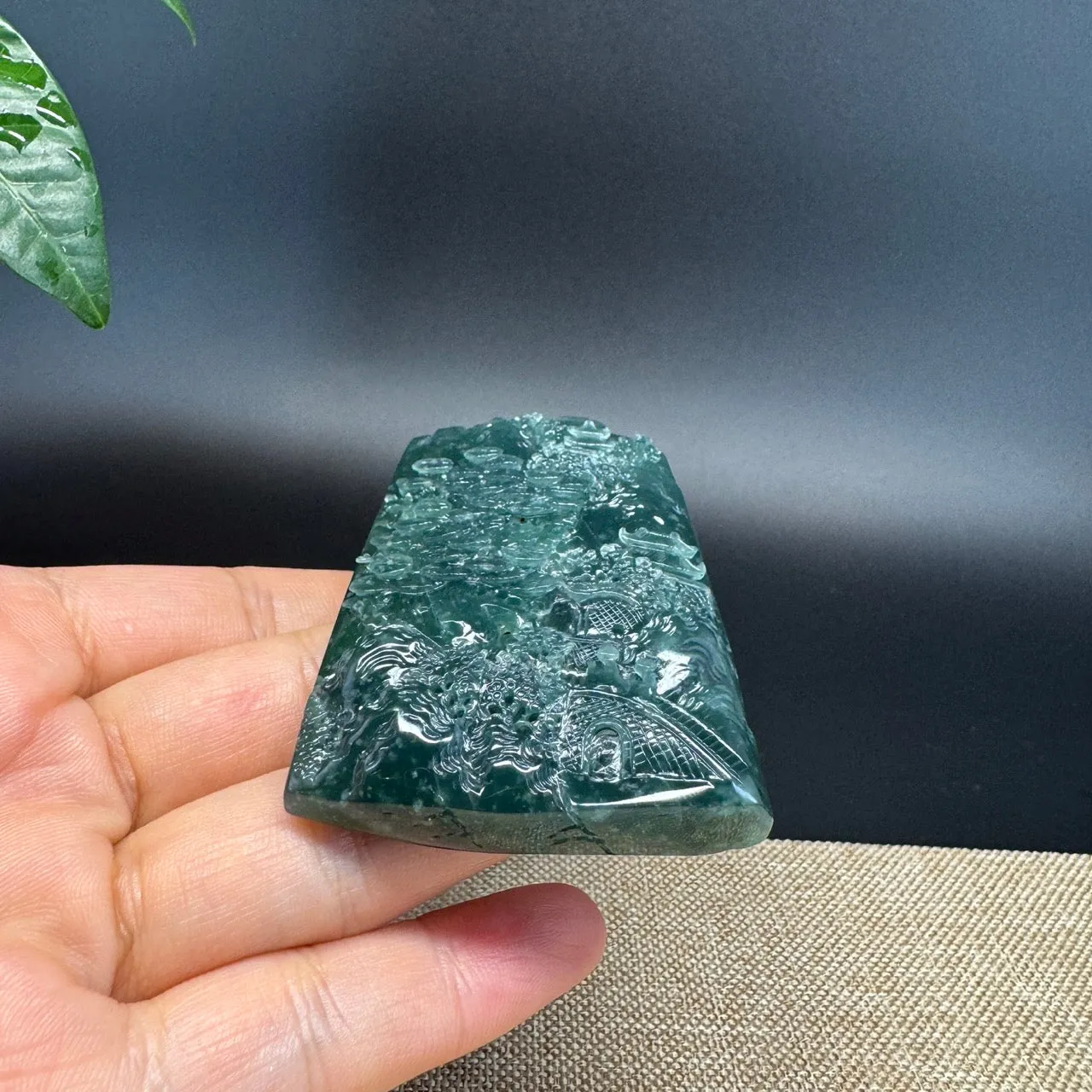 RealJade® Co. High Natural Guatemalan Blue Jadeite Jade Landscape Pendant