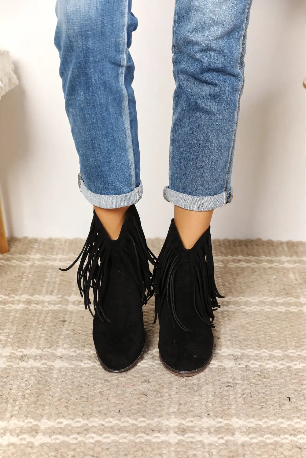 Reba Fringe Cowboy Western Ankle Boots