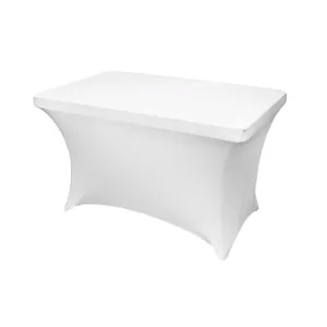 Rectangular 4 FT Spandex Table Cover - White