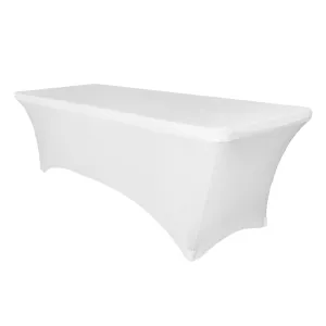 Rectangular 6 FT Spandex Table Cover - White