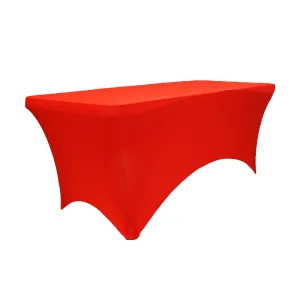 Rectangular 8 FT Spandex Table Cover - Red