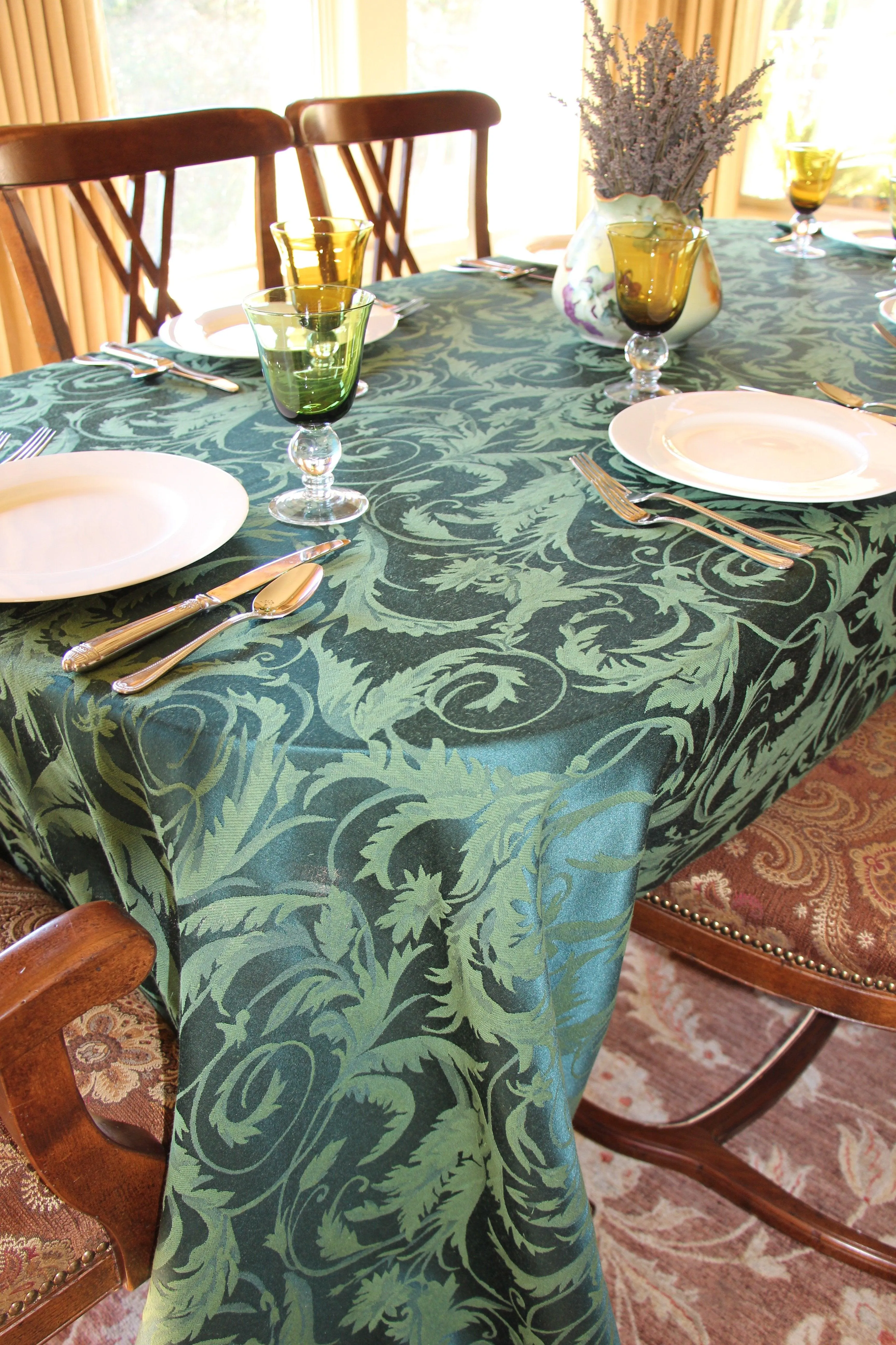 Rectangular Fitted Tablecloth Demo Height 36" & 42" Melrose Damask