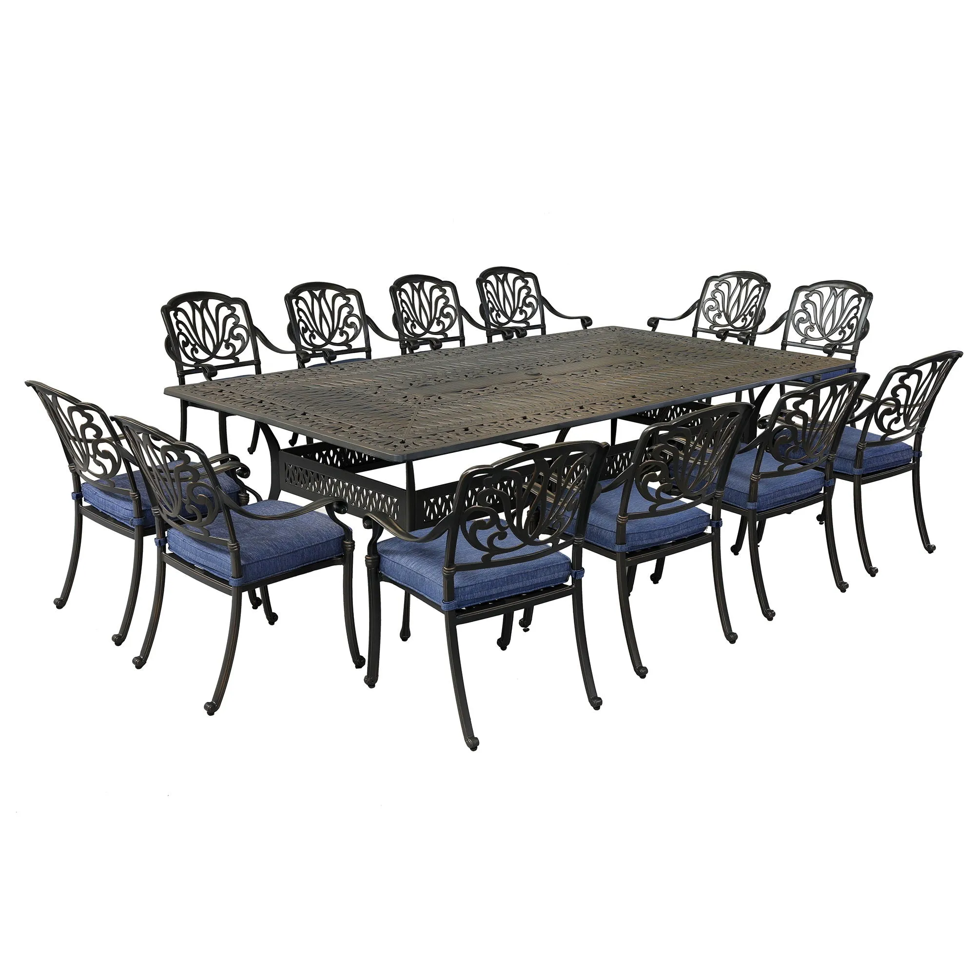 Rectangular Metal Dining Set With Cushions