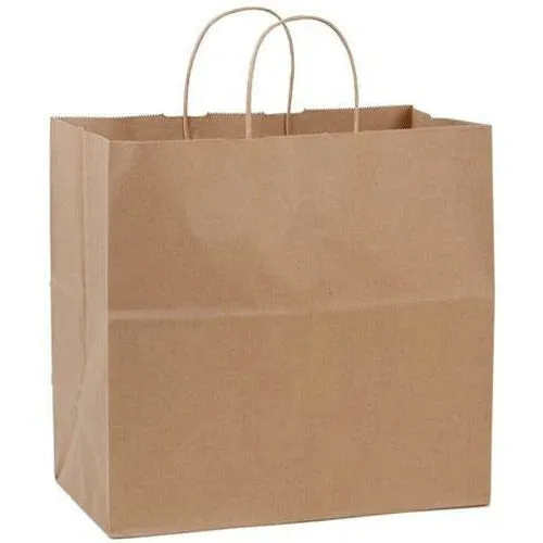 Recycled Natural Kraft Shopping Bags. - 16.00" x 6.00" x 19.00"