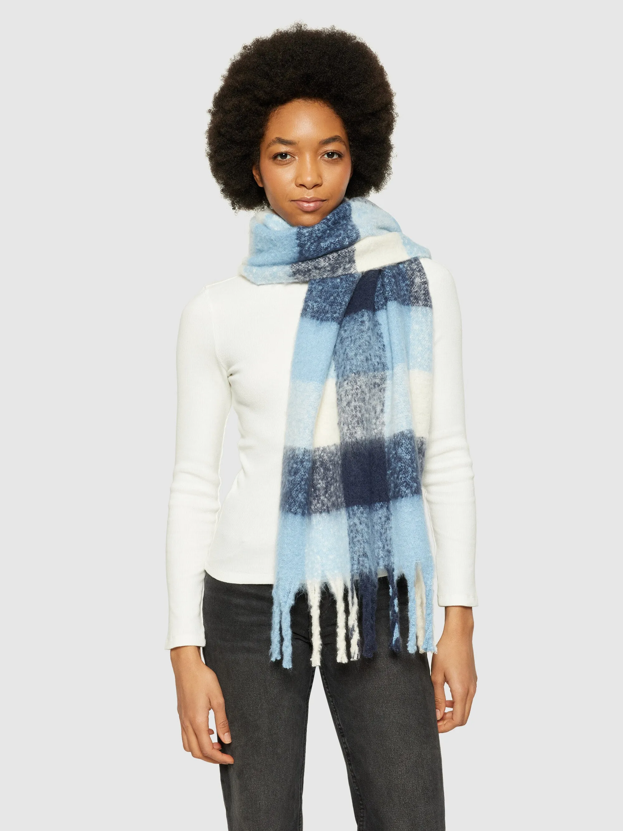 Recycled Polyester Scarf GRS - Blue check