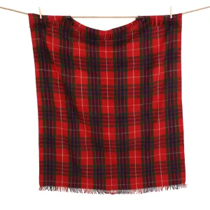 Recycled Wool Tartan Blanket Throw Fraser Red