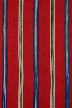 Red 14 Striped Silk Shantung