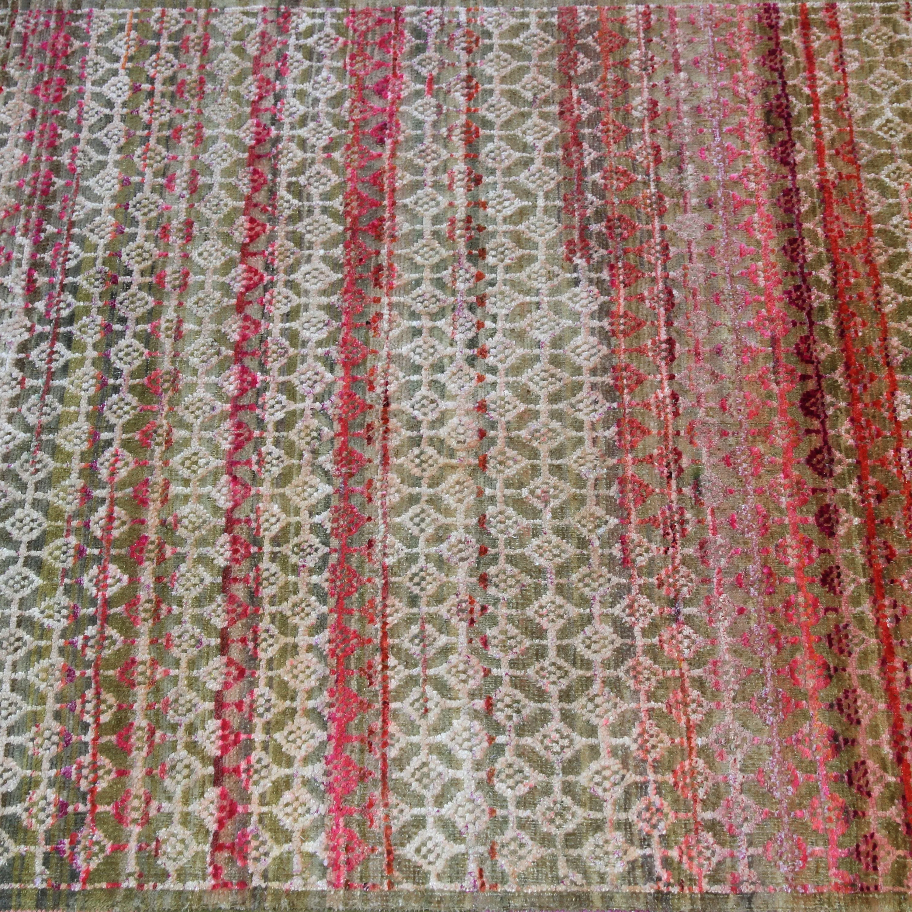 Red Alchemy Transitional Silk & Wool Runner - 3' x 12'6"